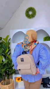 Ransel motif polos Backpack warna UKURAN BESAR - NEVSET TAS CANTIK TERLENGKAP TERMURAH SEMARANG