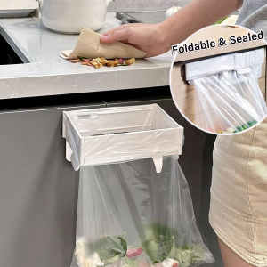 Foldable Trash Bag Holder Wall-Mounted Kitchen Space Saving Organizer Garbage Bag Hanging Rack