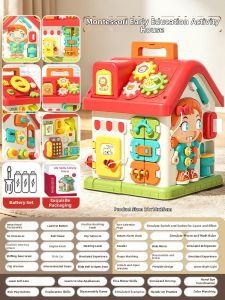 Borledor | Montessori Educational Busy House 6 Sided Focus Training Toy for Toddlers