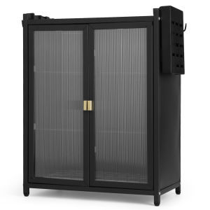 【HOSPORT】 3-Tier Kitchen Countertop Cabinet with Double Door Kitchen Storage Cabinet with Chopstick Baskets Kitchen Organizer