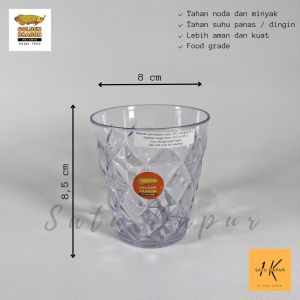 854 (6 pcs) - Gelas Relief Plastik Bening Golden Dragon 330 ml Gelas Cangkir Bening