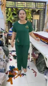 ĐỒ BỘ CHO MẸ MẶC NHÀ BỘ ĐŨI TRUNG NIÊN NỮ THÊU HOA QUẦN DÀI ỐNG NHỎ THÊU HOA CAO CẤP