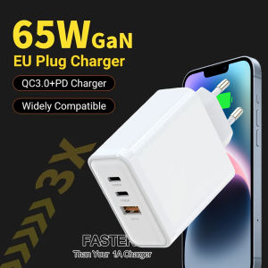65W GaN Mobile Phone Chargers QC3.0 3 Ports USB Type C PD Fast Phone Charger Adapter