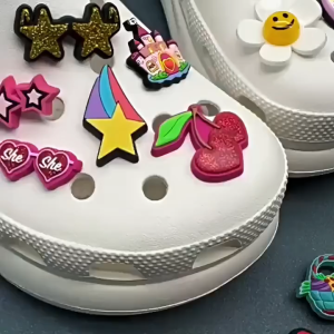 Glow Shoe charms/ Pink series Crocs flower decorative buckle /superheroDIY Shoes Decoration Accessories
