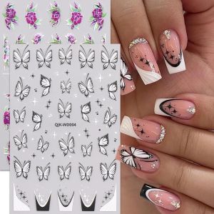 สติ๊กเกอร์ติดเล็บลายดอกไม้ผีเสื้อสปริง 2 ชิ้น ลวดลายละเอียดอ่อน ง่ายต่อการติด ตกแต่งเล็บ DIY ของขวัญ งานแต่งงาน