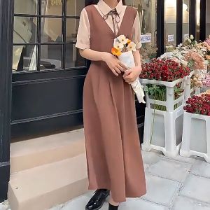 🌟CORE🌟dresses women new style 2025 Fake Two-piece Dress Women College Style Dress Contrasting Color Mid-length Dress 2️⃣0️⃣2️⃣5️⃣
