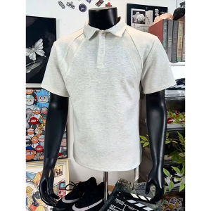 Áo Thun Polo Cổ Polo Tay Ngắn Mùa Hè Cho Nam Màu Trắng Xám Kẻ Sọc Cổ Polo Tay Ngắn Dáng Rộng Cổ Polo Phong Cách Mỹ Cổ Điển