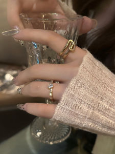 Fashionable Match-all Open Ring Korean Style Alloy Diamond Encrusted Heart Design Stackable Finger Ring for Women Jewelry