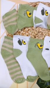 KS38 Kaos Kaki Wanita Motif Avocado Diatas Mata Kaki Fashion Korea Kaos Kaki Ankle Women Socks Kaos Kaki Panjang