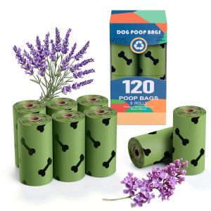 Dog Poo Bags Lavender Scent -120 Large Biodegradable Poop Bags Extra Thick Strong Corn Starch Compostable Leak Proof Waste Bag