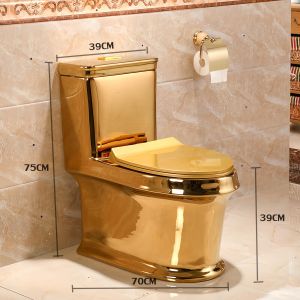 โถสุขภัณฑ์ ชักโครก ชักโครกห้องน้ำ โถส้วมชักโครก ชักโครกผู้ใหญ่ โถสุขภัณฑ์แบบกดบน วัสดุเซรามิกเคลือบสีทอง ระยะหลุม300มม. มี 3 รุ่น