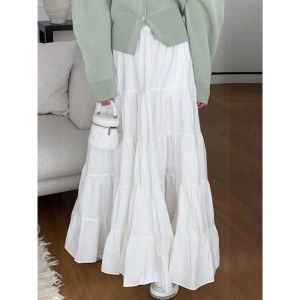 Váy Chữ a Bằng Vải Voan Trắng Mùa Hè Cho Nữ Váy Dài Đến Đầu Gối Váy Dài Váy Xếp Nếp Ngọt Ngào Váy Che Mông Váy Dài