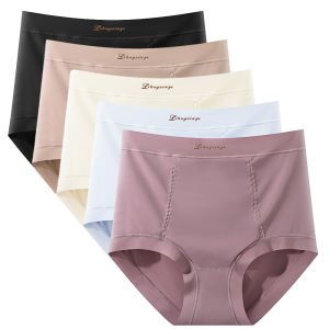 Sentexin 5Pcs Ice Silk Women Panties High Waist Underwear Butt Lift Tummy Control Ladies Briefs Plus Size Panty Breathable Female Lingerie L/XL/XXL/3XL