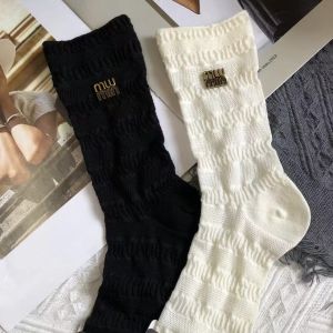 European Goods Summer Letters Metal Label Texture Fashion Minimalist Mesh Breathable Ins Fancy Thin Cotton Tube Socks Women