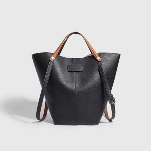 Large Capacity Womens Bucket Tote Bag Basket Style Casual Chic Soft Handle Shoulder Bag for Leisure Magnetic Buckle Closure