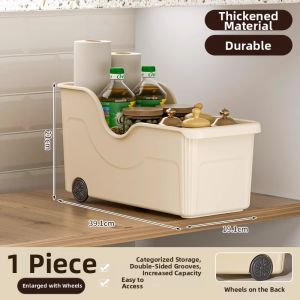 UBT | Sliding Kitchen Utensil Storage Rack with Multi-use Shelf Wheels