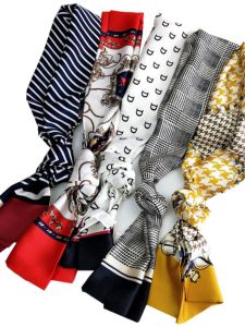 Mens Silk Scarf Thin Double-Sided Long English Style Business Tie for Spring Autumn And Winter Versatile Rectangle Neck Scarf