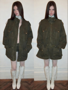 1JINN STUDIO | Vintage Washed Out Long Casual Rope Adjustable Loose Jacket For Women
