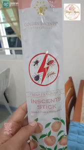 1 Pack (30 Sticks) Golden Inscents International Peach Scent Fly Repellent & Mosquito Killer Incense Sticks (Pamatay Lamok) for Indoor & Outdoor