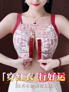 Full Cup Bra Womens Underwear Front Close Buckle Red Snake Year Gather Side Breast Large Size Golden Yulan Bra for Young Women