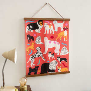 Dopamine Little Dog Wall Hanging Cloth Magnetic Decoration Cafe Milk Tea Shop Store Rearrange Room Decor Cartoon Style Rectangular Animal Wall Art