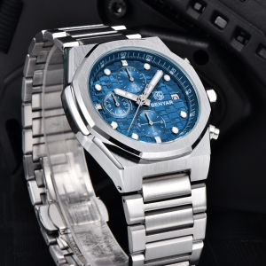 Benyar 2025 Đồng hồ thạch anh mới cho Nam Đồng hồ Đồng hồ đeo tay bằng thép không gỉ đồng hồ thể thao nam chống nước 30m có lịch thời trang BY-5216M