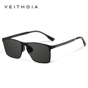 VEITHDIA Kính Mát Nam Phân Cực UV400 Nylon Ống Kính Lái Xe Ngoài Trời Kính Mắt Hình Chữ Nhật Khung Thép Không Gỉ Câu Cá Kính Chống Nắng V8226