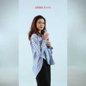 Logo Jeans Kemeja Wanita Glenna White Purple Blue 24994L5WU
