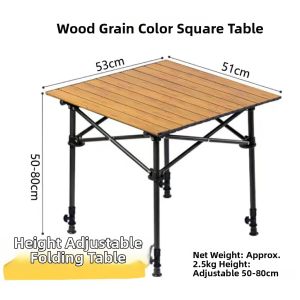 ZHUOLESHI | Adjustable Folding Table with Mesh Pouch Carbon Steel