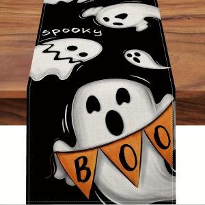 1Pc Halloween Boo Ghost Tablecloth Ghost 3D Design Suitable for Holiday Parties Home Decoration Restaurant Layout Shop Window Display.