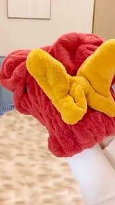 คลุมผม ผ้าขนหนูอาบน้ํา ประกอบด้วยผูกโบว์ หมวกคลุมผม สำหรับผู้หญิง ดูดซับน้ําได้ดี