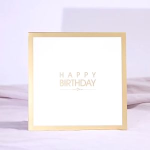 UMI 3D Creative Pop Up Birthday Cake Gold Greeting Card Handmade Kirigami Party Card Paper With Envelope Hari Lahir Kertas 生日贺卡