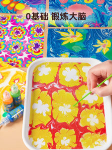 Meile Childhood Water Marbling Paint Material Set Wet Marbling Painting Childrens Floating Water Drawing Ink Blotting Paper