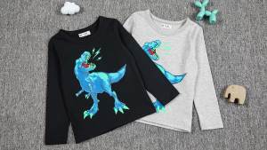 be top | Spring Autumn Dinosaur Round Neck T-Shirt