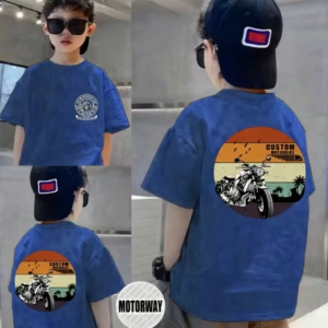 Boys and girls Mens and womens T-shirts featuring high-definition printed motorcycle racing patterns from MOTORWAY made of pure cotton short sleeves K530