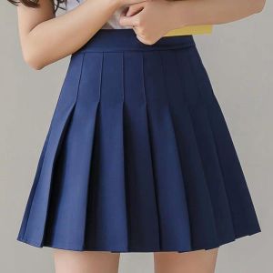 Preppy Style Women Pleated Skirt High Waist A-Line Mini Skirt School Girl Skirt JK Uniform Skirt Skater Skirt Black Plus Size