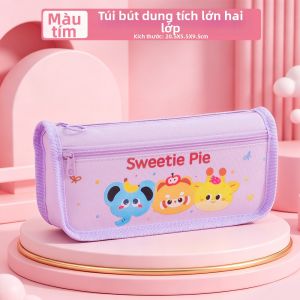 LFSHAONVXIN | Vỏ Bút Chì Dành Cho Nữ Hai Lớp Đựng Nhiều Chống Bẩn