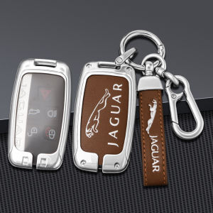 For Jaguar XE XF XJ XJL E-Pace F-Pace F-Type XK Car Key Cover Case Shell Chain Keychain Smart Remote Fob Zinc Alloy Genuine Leather Holder Protector