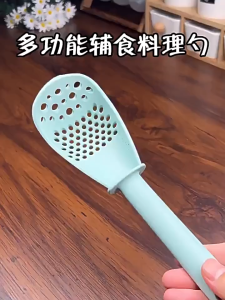 SEA JJT ช้อนทำอาหารอเนกประสงค์ในครัวกระชอนช้อนสะเด็ดน้ำใช้ในครัวเรือนอุปกรณ์เสริมอาหารสำหรับเด็ก