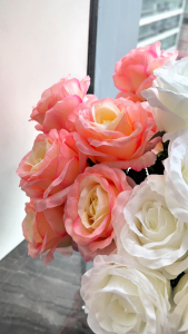 Premium 7-Head Fake Anna Rose Flowers Vivid Color Artificial Floral for Wedding Arch DIY Bouquet Making & Indoor Home Decoration