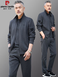 Pierre Cardin Mens Casual Sportswear Three-Piece Set Autumn Winter Dad Coat Large Size Middle-Aged And Elderly Sports Clothes