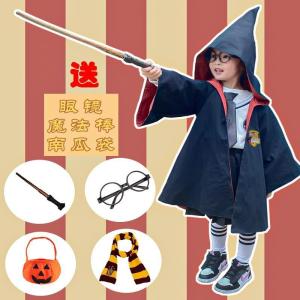 Halloween Childrens Harry Potter School Robe Magic Wand Girls Wizard Costumes Universal Studios Cosplay Apparel