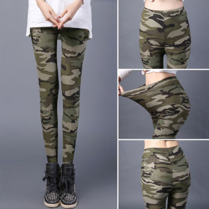 Spring Camouflage Slim Fit Womens Leggings Nine-Tenths Elastic Thin High Waist Versatile Pants Ladies Fashion Polyester Spandex