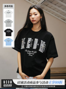 Medm25ss Mens Short Sleeve T-shirt Pearl Filled Letter Summer American Style Cotton Casual Fun Print round Neck Top