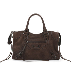 Brown Suede Paris Rivet Retro Commute Motorcycle Bag