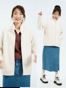 ผู้หญิง Giordano เสื้อแจ็คเก็ตผ้าฟลีซคอตั้งแขนแร็กแลน เปิดอก Free Shipping 05372863