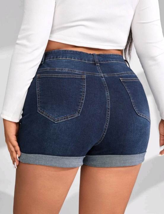 Plus Roll Up Hem Denim Short Lazada Ph