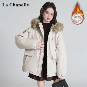 La Chapelle | Large Fur Collar Hooded Quilted Jacket Women Black