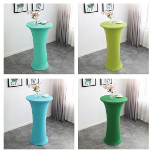 High-end Hotel Wedding Banquet Round Table Cover Cloths Simple Solid Color Cocktail Table Elastic Bar Cover