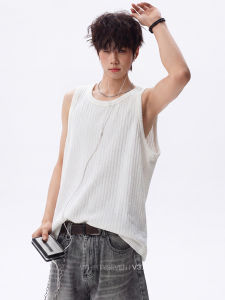 V37 | Textured Herringbone Pattern Mens Vest Casual White